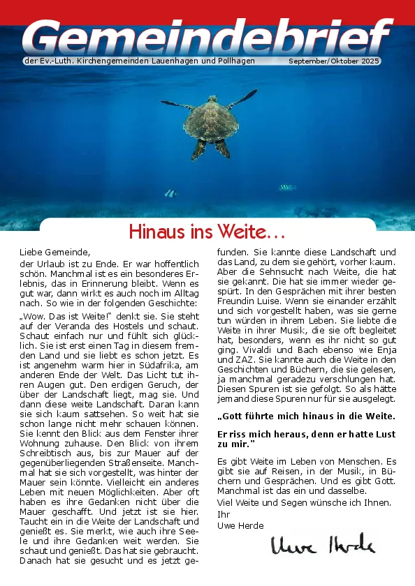 Titelseite des Gemeindebrief Juli/August 2025